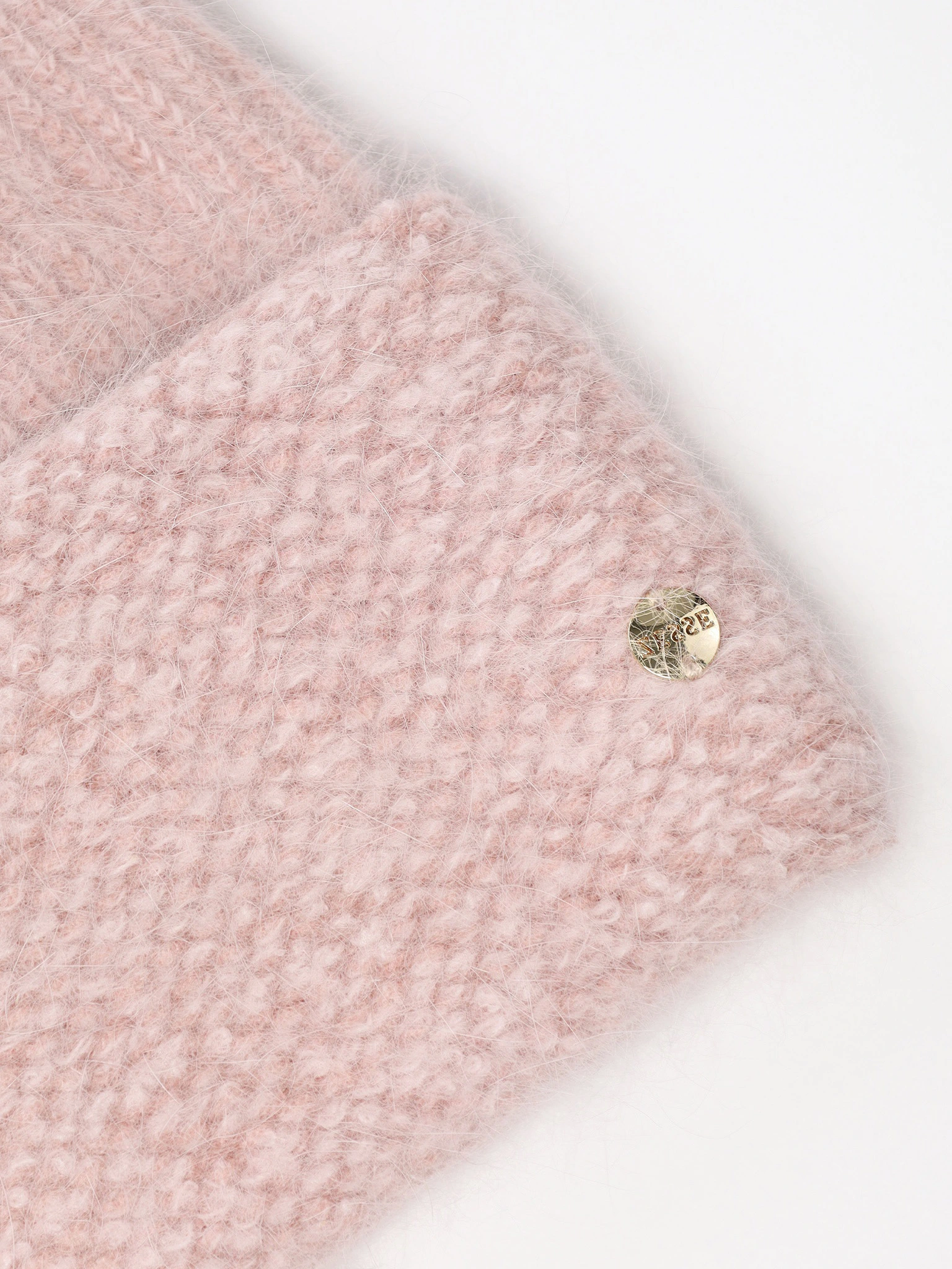 Шапка-бини из ангоры и нейлона с отворотом в ассортименте